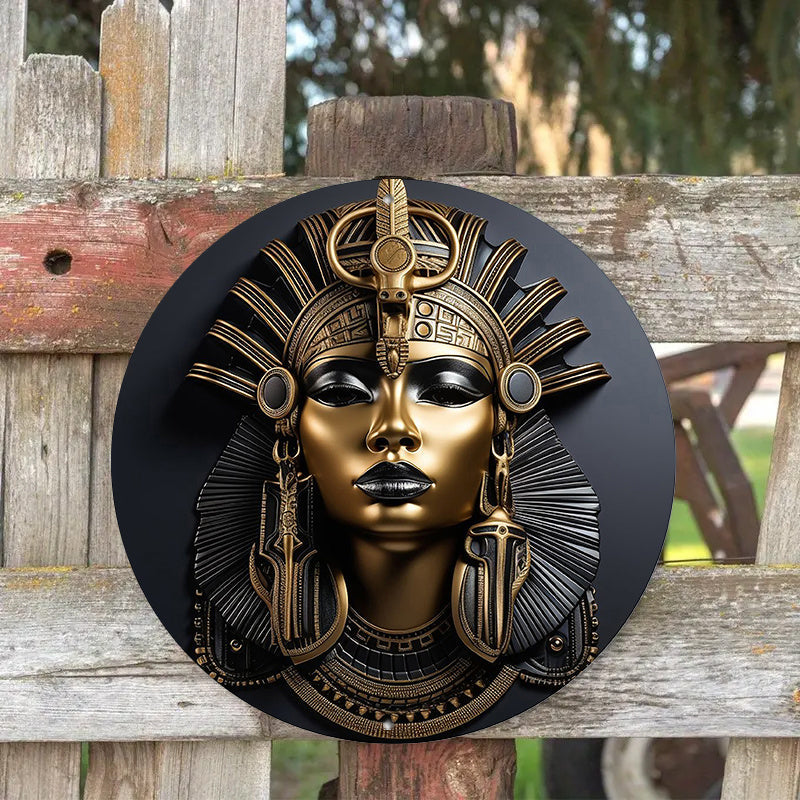 Egyptian Queen Round Metal Aluminum Wall Artwork