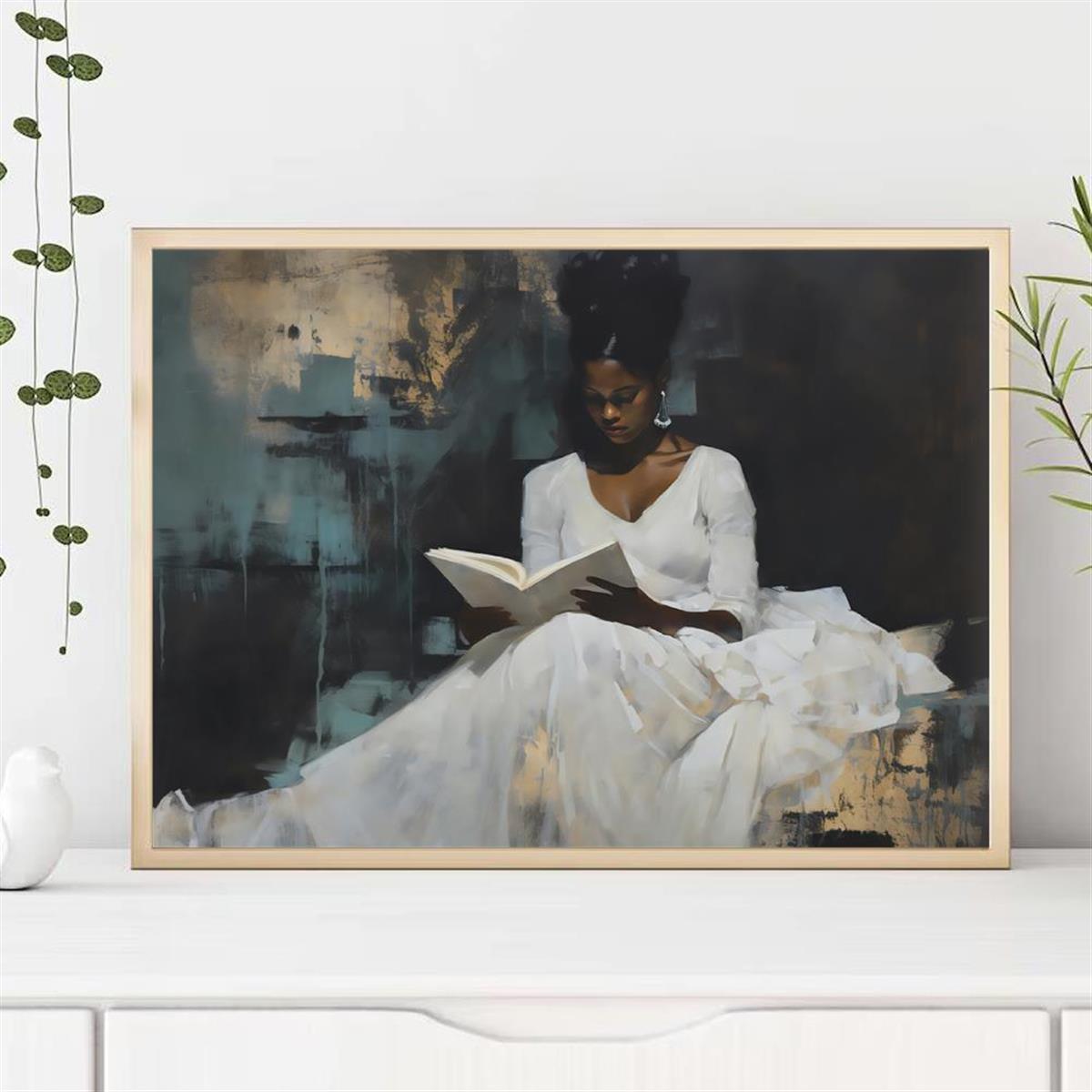 Young Girl Reading Canvas Art Print - Unframed