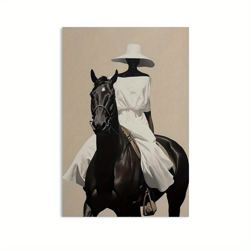 Vibrant Black Cowgirl Wooden Canvas art