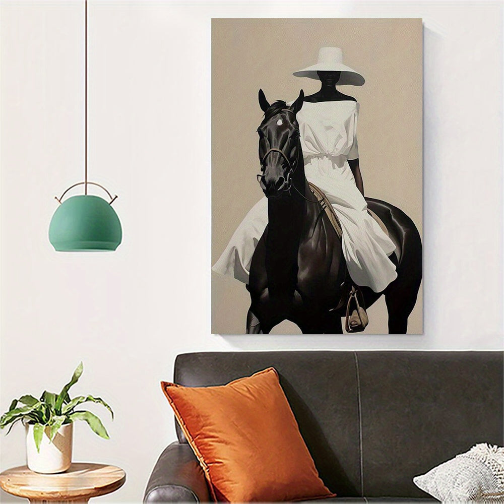 Vibrant Black Cowgirl Wooden Canvas art