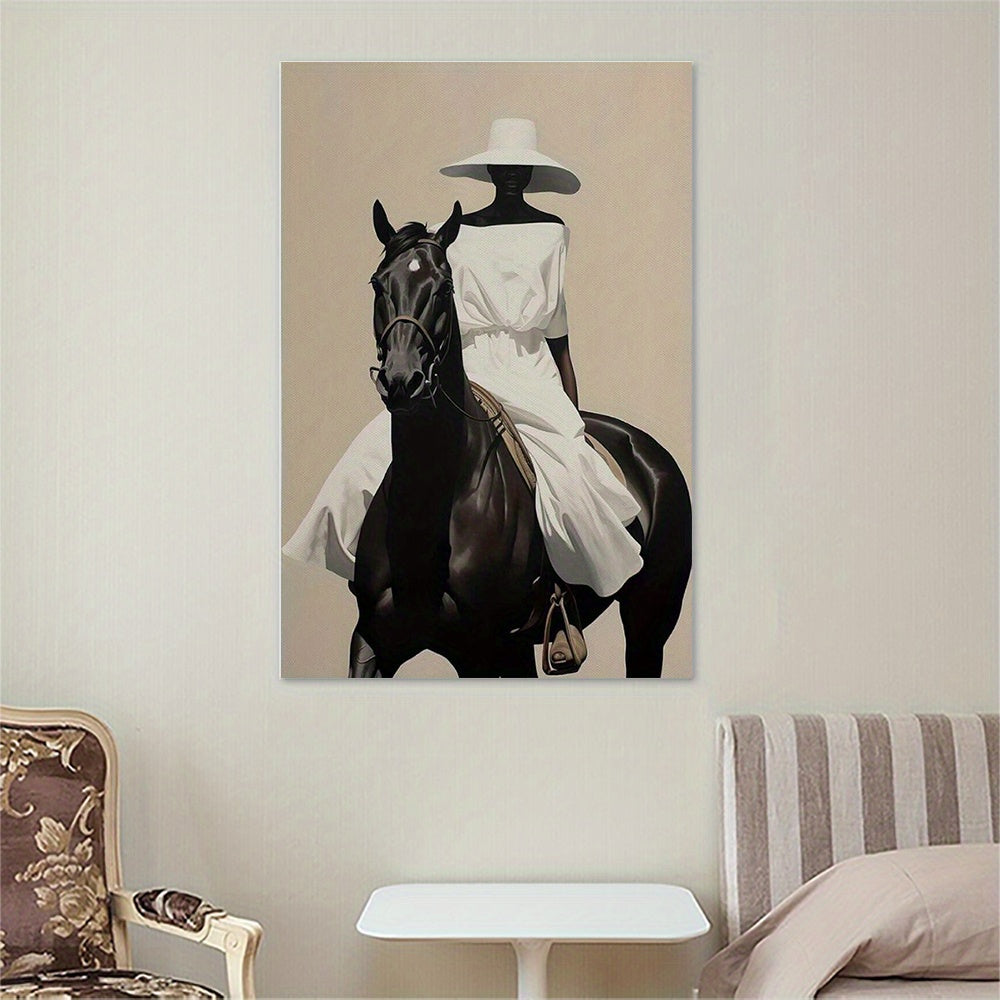 Vibrant Black Cowgirl Wooden Canvas art