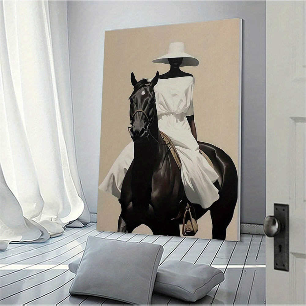 Vibrant Black Cowgirl Wooden Canvas art