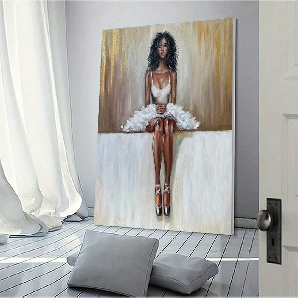 Modern Black Ballerina Oil Painting