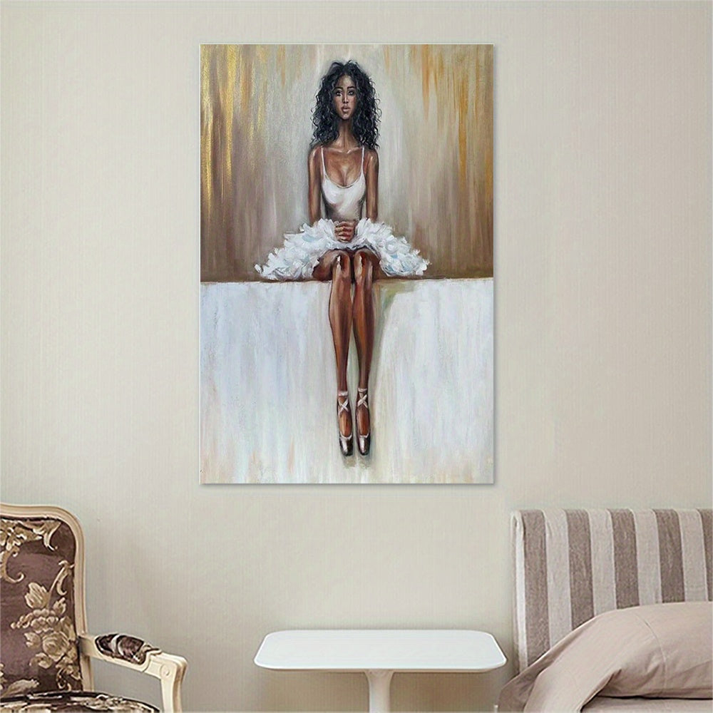 Modern Black Ballerina Oil Painting