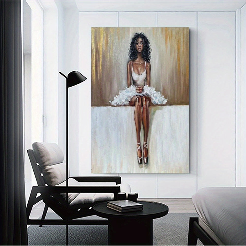 Modern Black Ballerina Oil Painting