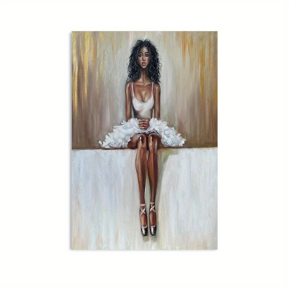 Modern Black Ballerina Oil Painting