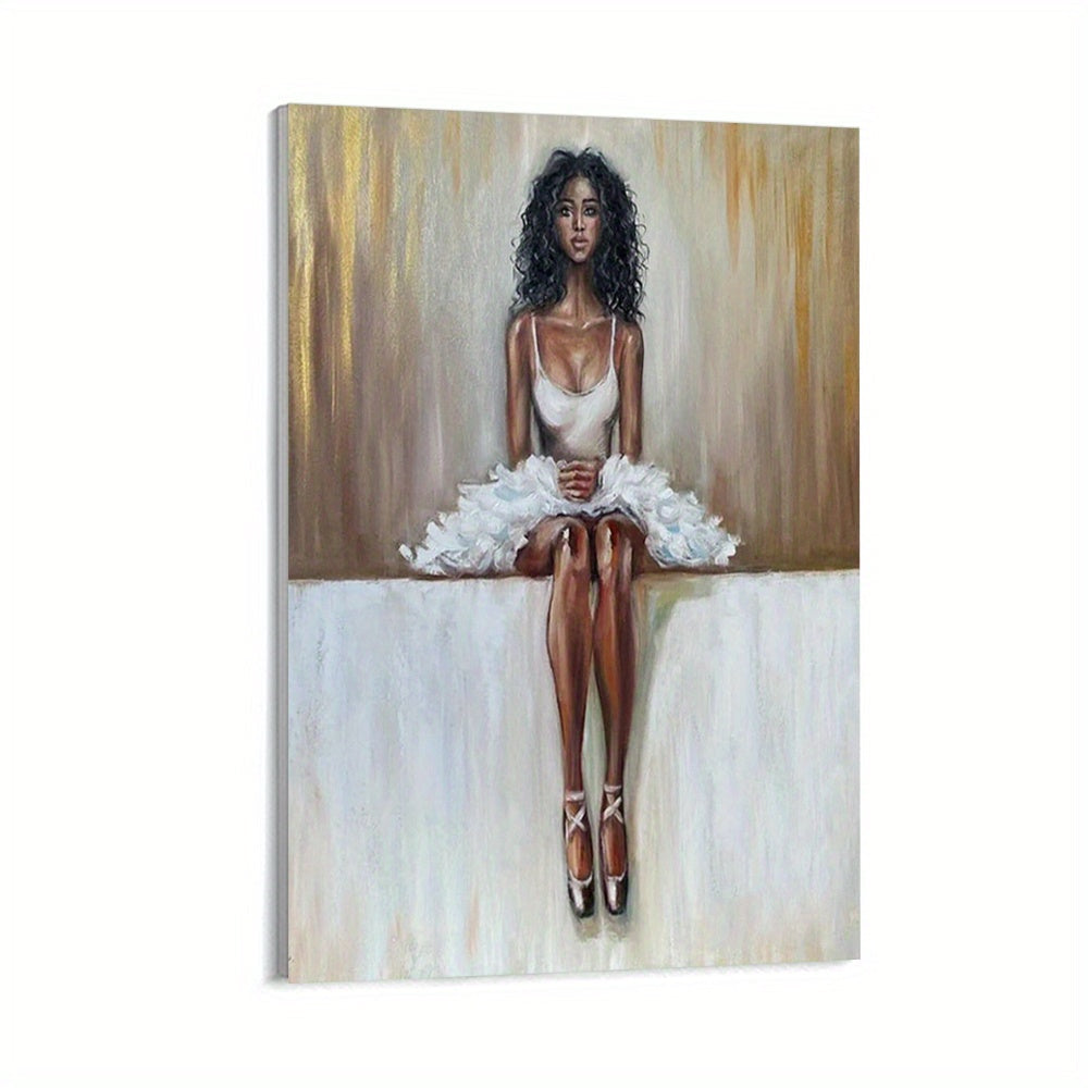 Modern Black Ballerina Oil Painting