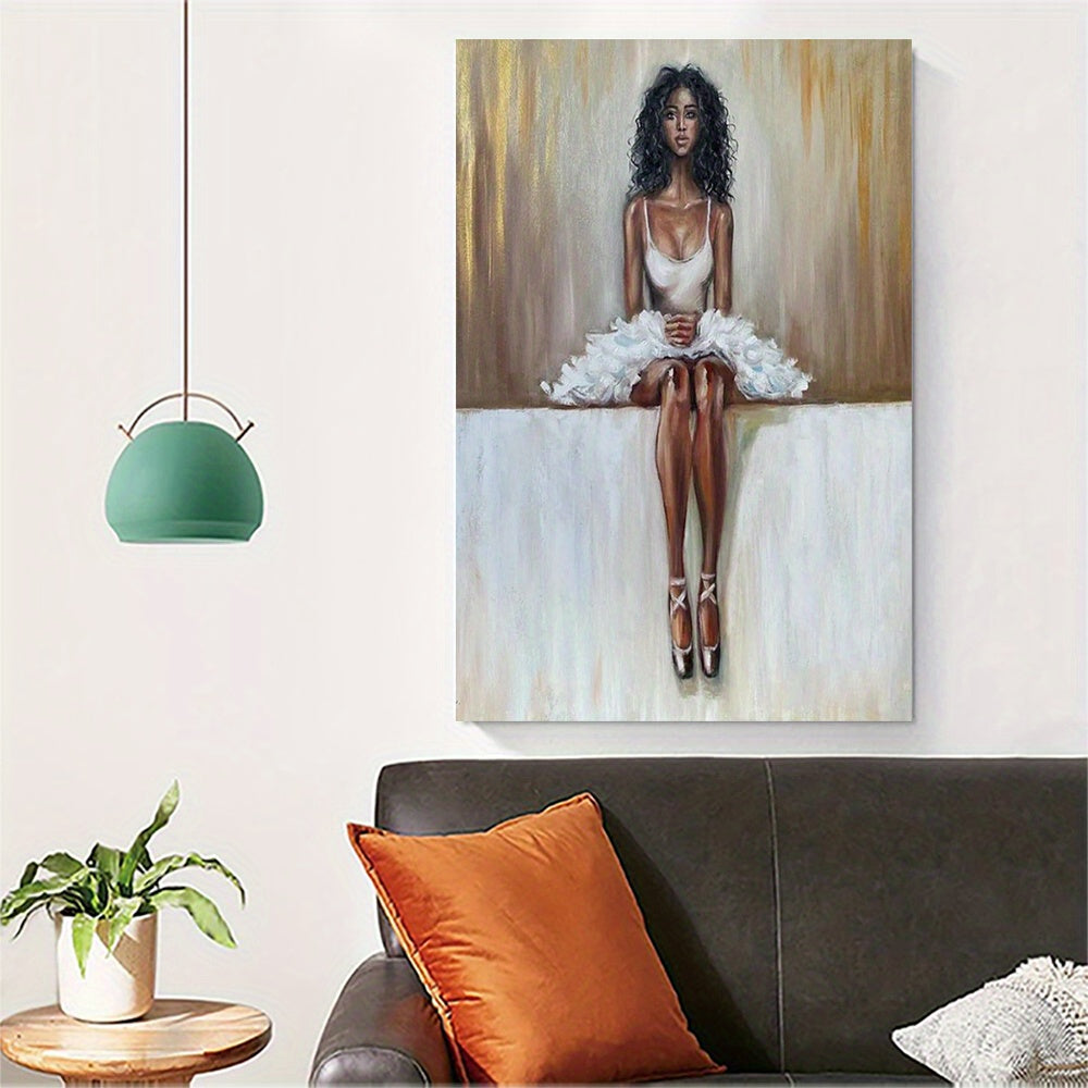 Modern Black Ballerina Oil Painting