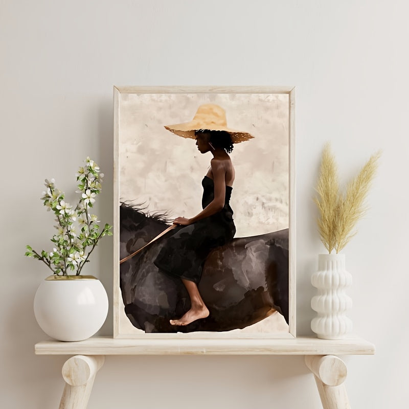 Young Girl Horse Riding Canvas Art Print - Frameless